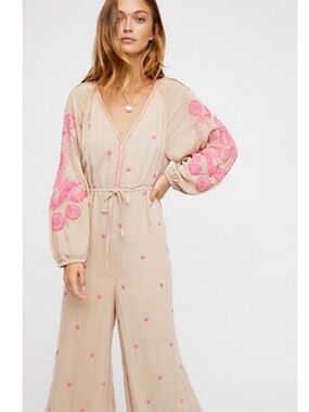 Free People Fable Embroidered Jumpsuit